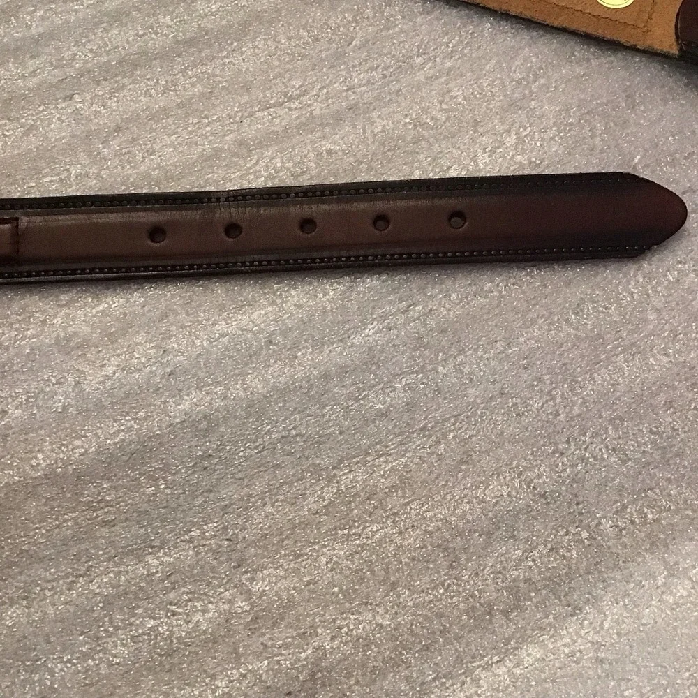 Brown Top Grain Cowhide Genuine Leather Belt Made In Hong Kong Mens Size 38